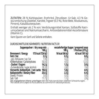 Suppentraum Kürbis & Ingwer Tütensuppe low-carb glutenfrei keto vegan