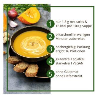 Suppentraum Kürbis & Ingwer Tütensuppe low-carb glutenfrei keto vegan