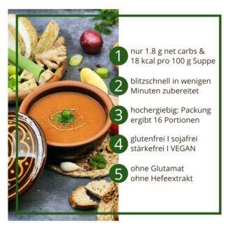 Suppentraum Marokkanische Harira Tütensuppe low-carb glutenfrei keto vegan