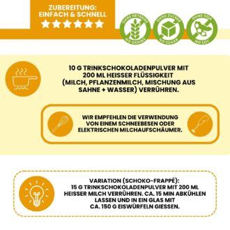 Trinkschokolade CLASSIC - Kakaogetränk Kakaopulver low carb keto glutenfrei sojafrei
