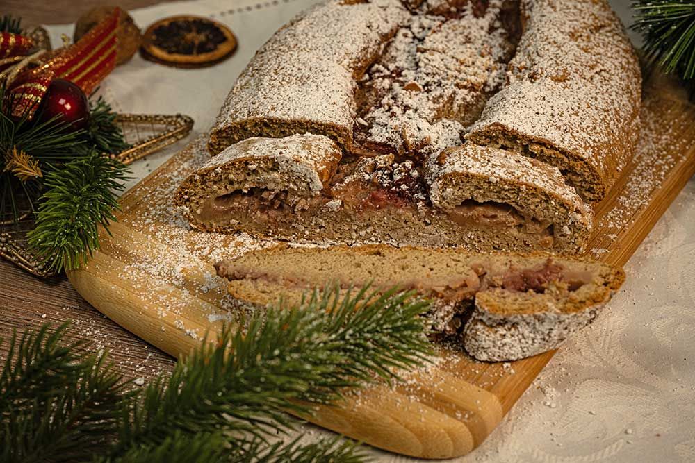 Rezept Pudding-Erdbeer Stollen Weihnachtsgebäck low carb keto glutenfrei