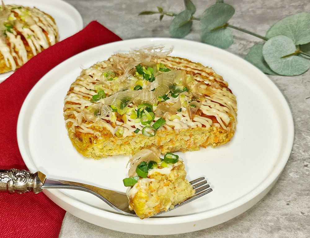 Rezept Okonomiyaki - Japanischer Pfannkuchen mit Kohl low-carb keto glutenfrei