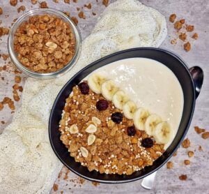 Rezept Karamell Erdnuss Müsli Granola low-carb keto glutenfrei