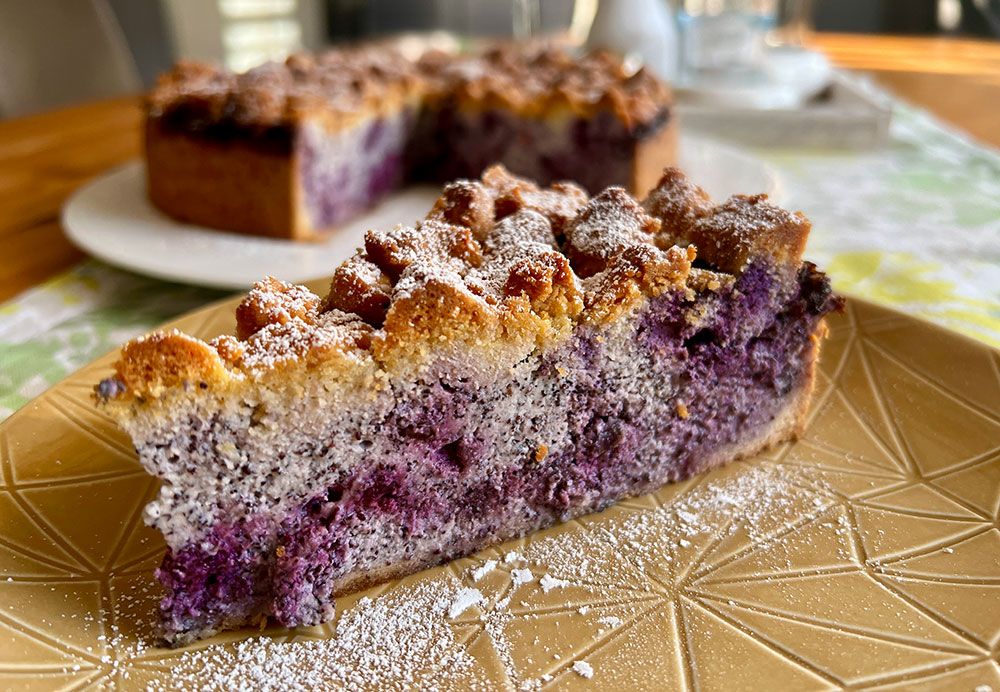 Rezept Blaubeer Mohnkuchen mit Streuseln low-carb glutenfrei keto