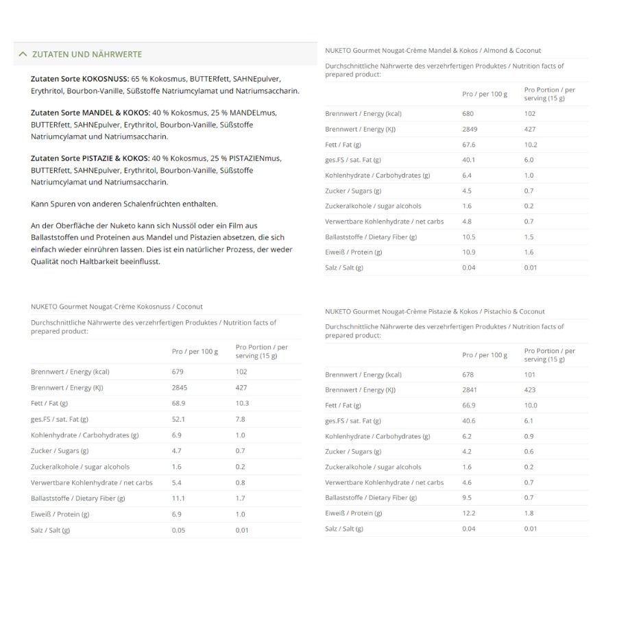Probierset Nuketo KOKOSVARIATIONEN Gourmet Nougat-Creme low carb keto | 3 Sorten Aufstrich | ohne Zuckerzusatz | ohne Palmöl – Bild 8