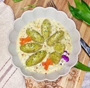 Rezept Bärlauch Rahm Nockerl low-carb keto glutenfrei