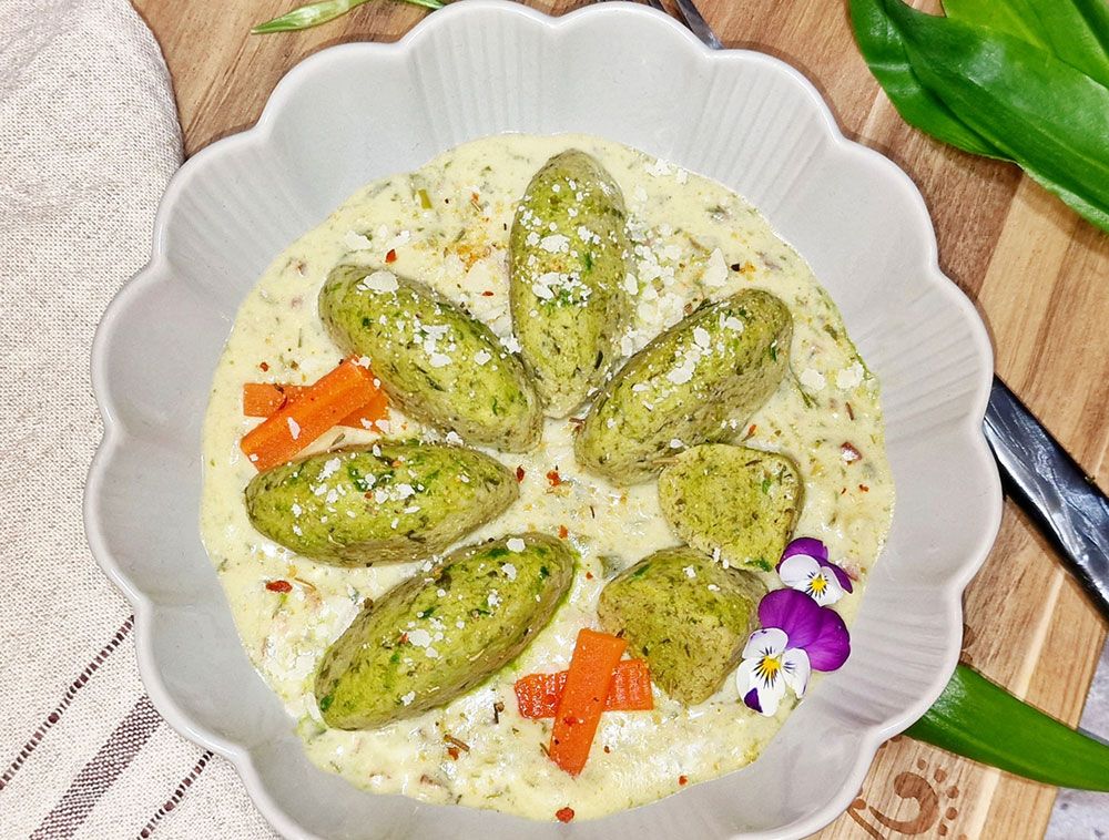 Rezept Bärlauch Rahm Nockerl low-carb keto glutenfrei