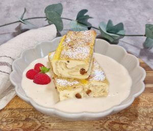 Rezept Topfenpalatschinken überbacken mit Vanillesauce low-carb keto glutenfrei