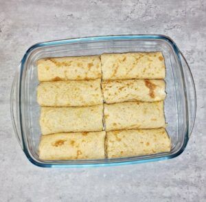 Rezept Topfenpalatschinken überbacken mit Vanillesauce low-carb keto glutenfrei