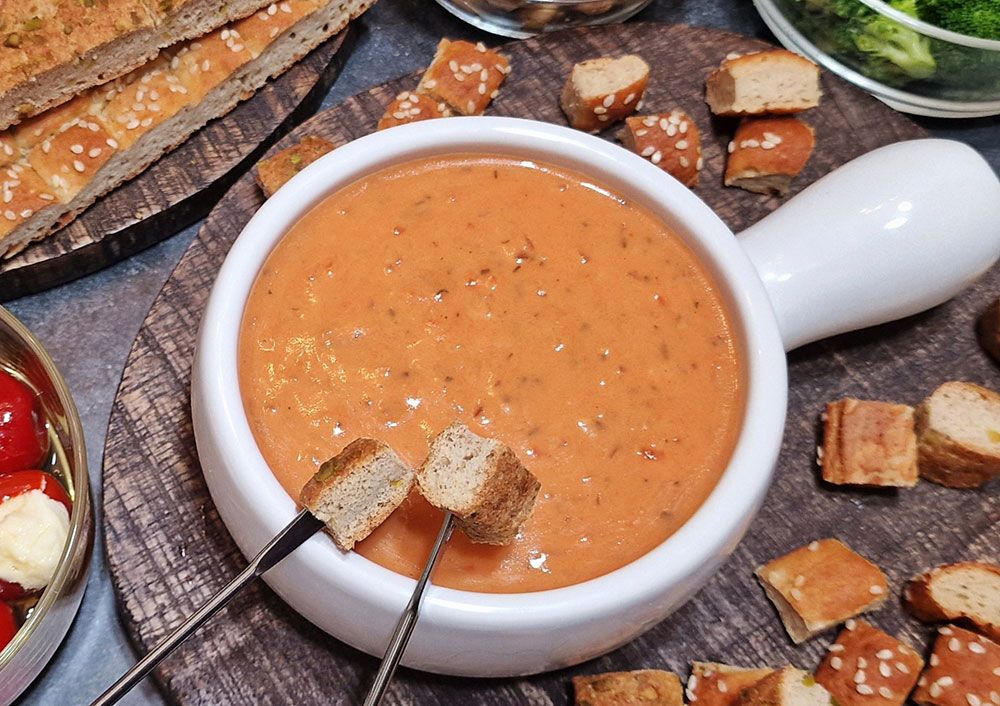 Rezept Tomaten Käse Fondue low-carb keto glutenfrei